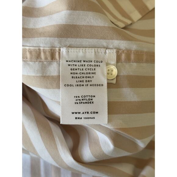 AYR Deep End Button Down Shirt Small Relaxed Peach Stripe Classic Coastal Preppy - Picture 9 of 10